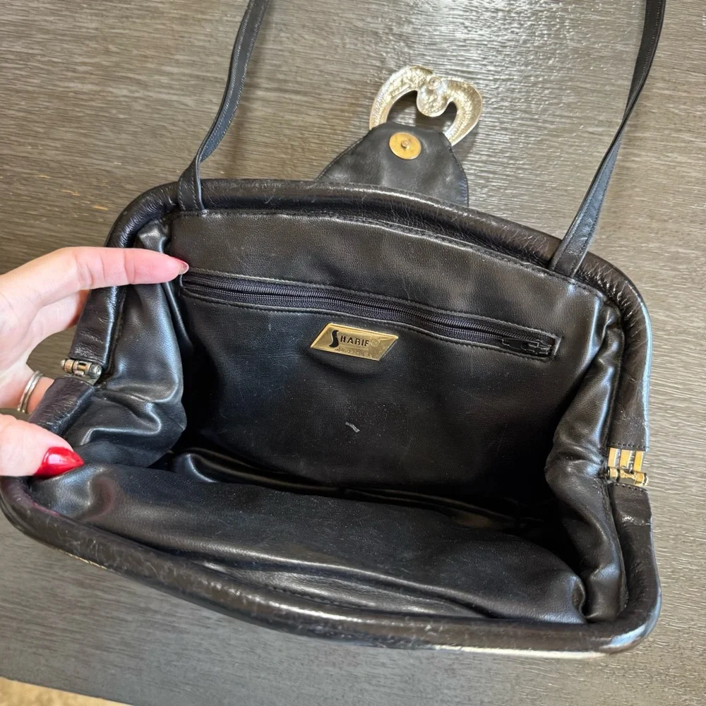 Sharif Vintage Black Patchwork Leather Crossbody Purse Bag